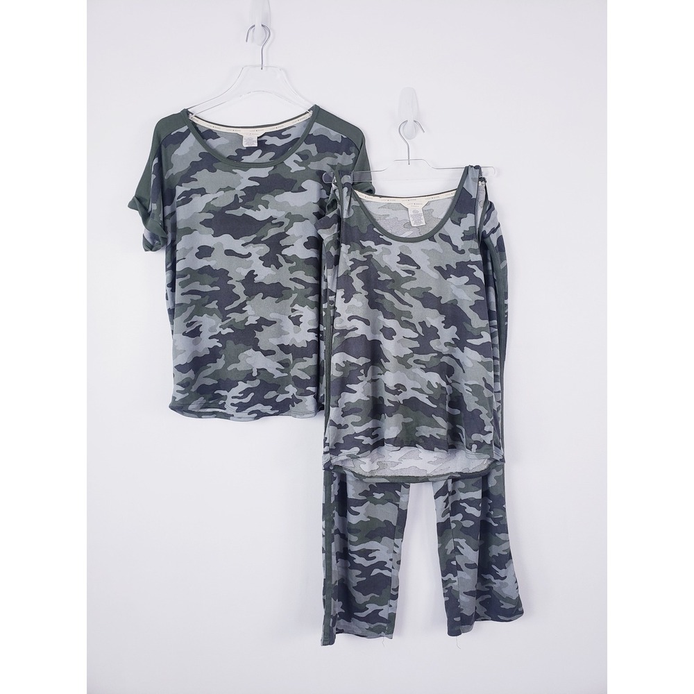 Lucky Brand Pajama Set Green Camo 3 Piece Loungewear Womens Size Large
